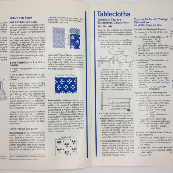 Vintage 1980 Instant Interiors Table Toppings Pattern Book Tablecloths Runners - Picture 2 of 5